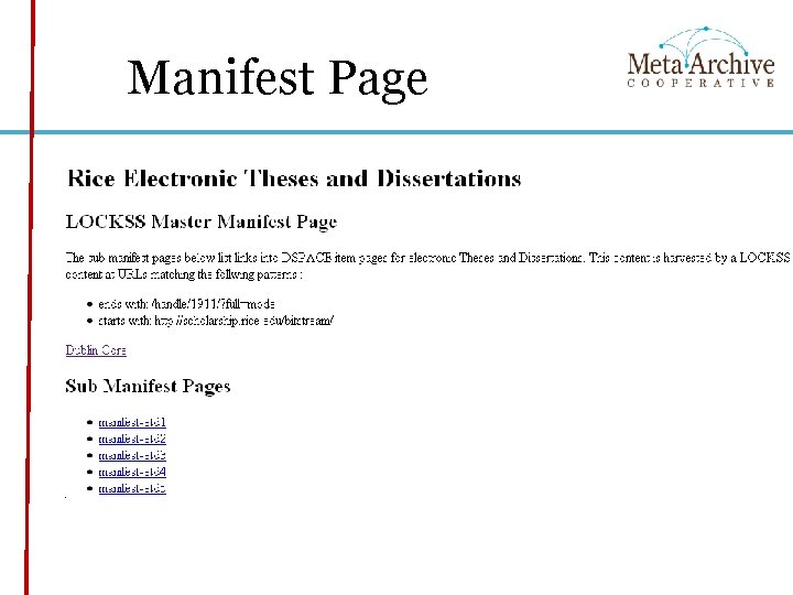 Manifest Page 