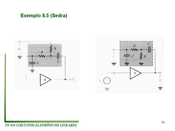 Exemplo 8. 5 (Sedra) TE 054 CIRCUITOS ELETRÔNICOS LINEARES 54 