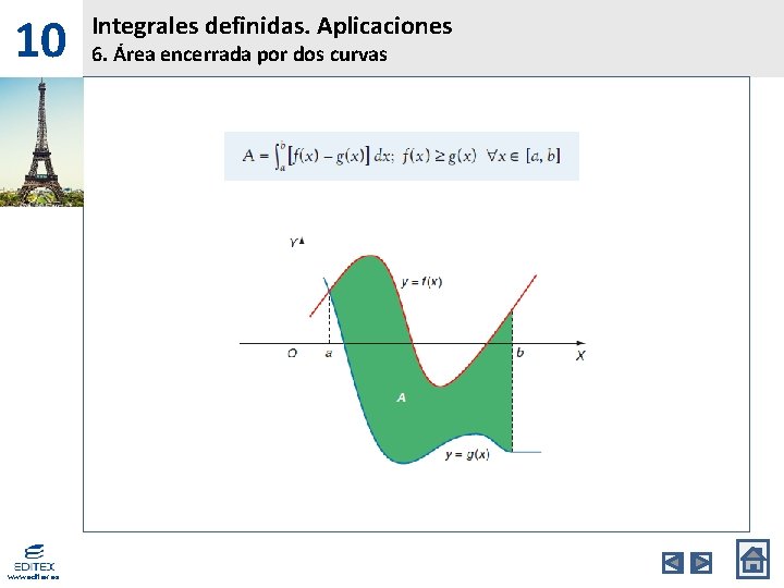 10 www. editex. es Integrales definidas. Aplicaciones 6. Área encerrada por dos curvas 
