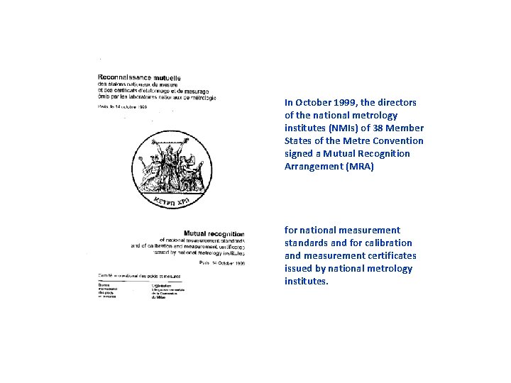 In October 1999, the directors of the national metrology institutes (NMIs) of 38 Member