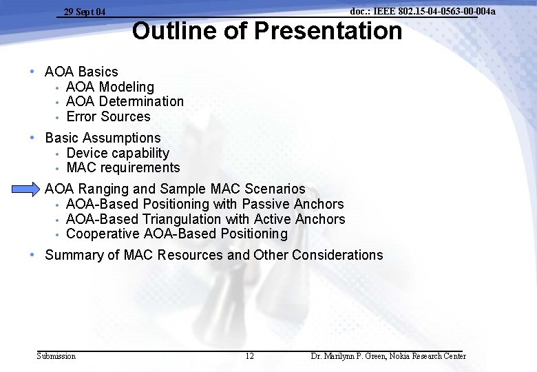 29 Sept 04 doc. : IEEE 802. 15 -04 -0563 -00 -004 a Outline