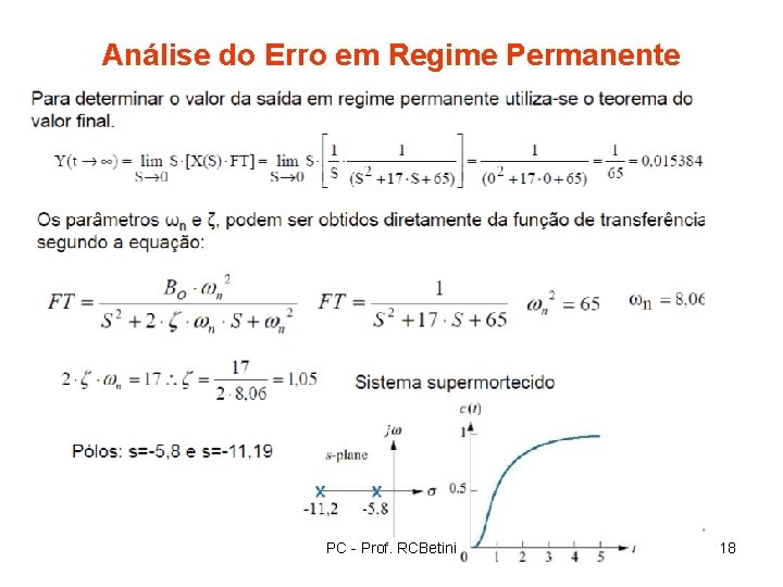 Análise do Erro em Regime Permanente PC - Prof. RCBetini 18 
