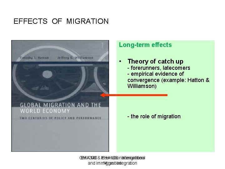 EFFECTS OF MIGRATION Long-term effects • Theory of catch up - forerunners, latecomers -