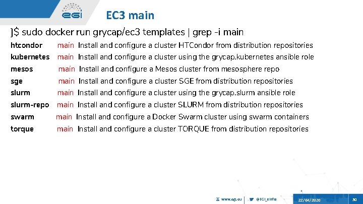 EC 3 main ]$ sudo docker run grycap/ec 3 templates | grep -i main