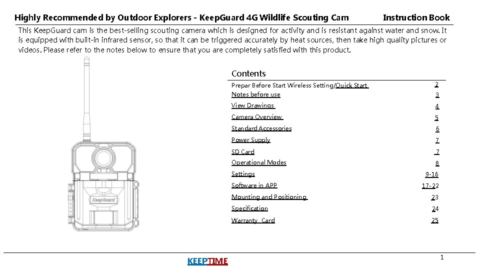 Highly Recommended by Outdoor Explorers - Keep. Guard 4 G Wildlife Scouting Cam Instruction