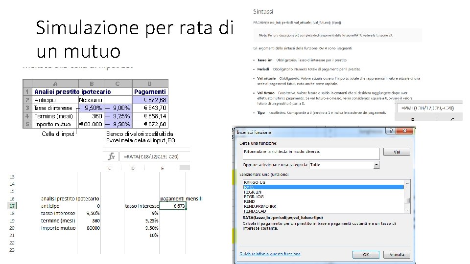 Simulazione per rata di un mutuo 