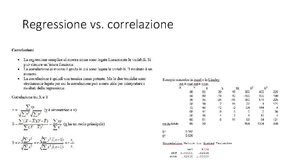 Regressione vs. correlazione 