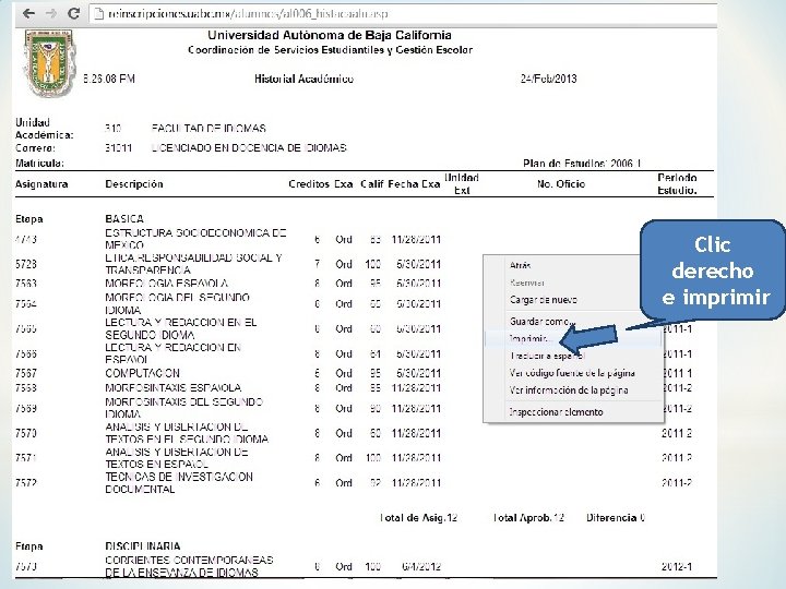 Clic derecho e imprimir 