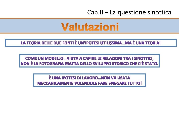 Cap. II – La questione sinottica 