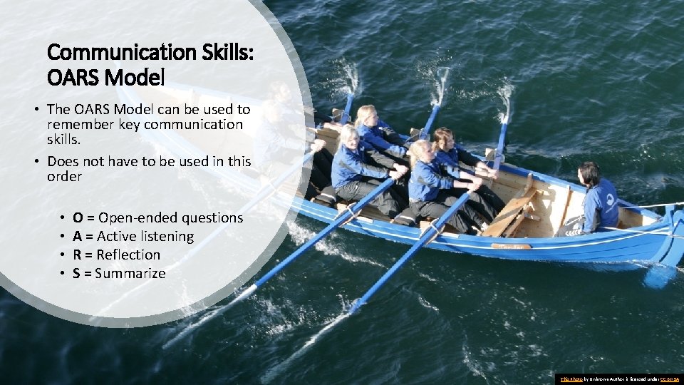 Communication Skills: OARS Model • The OARS Model can be used to remember key