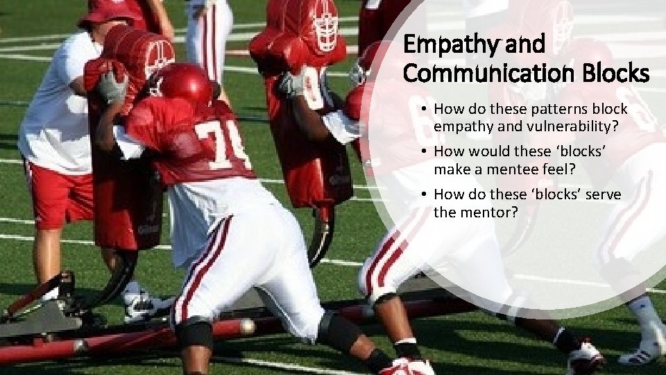 Empathy and Communication Blocks • How do these patterns block empathy and vulnerability? •