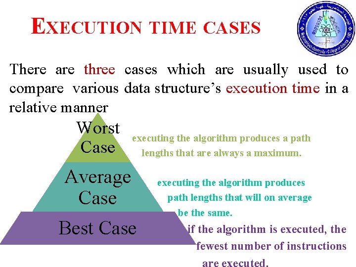 EXECUTION TIME CASES There are three cases which are usually used to compare various