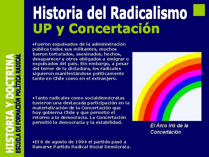  • Fueron expulsados de la administración pública todos sus militantes, muchos fueron torturados,