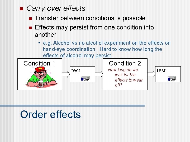 n Carry-over effects n n Transfer between conditions is possible Effects may persist from