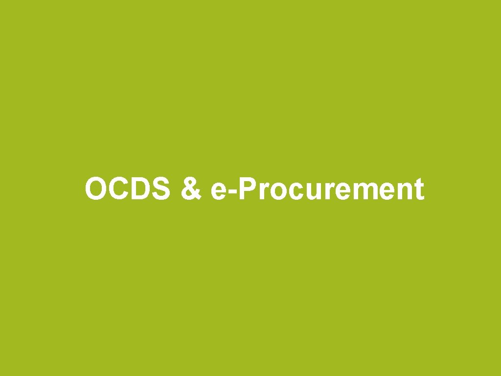 OCDS & e-Procurement 