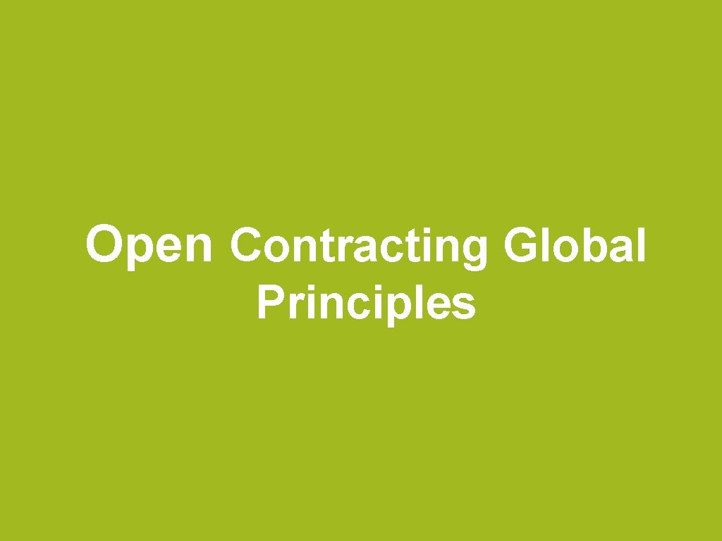 Open Contracting Global Principles 