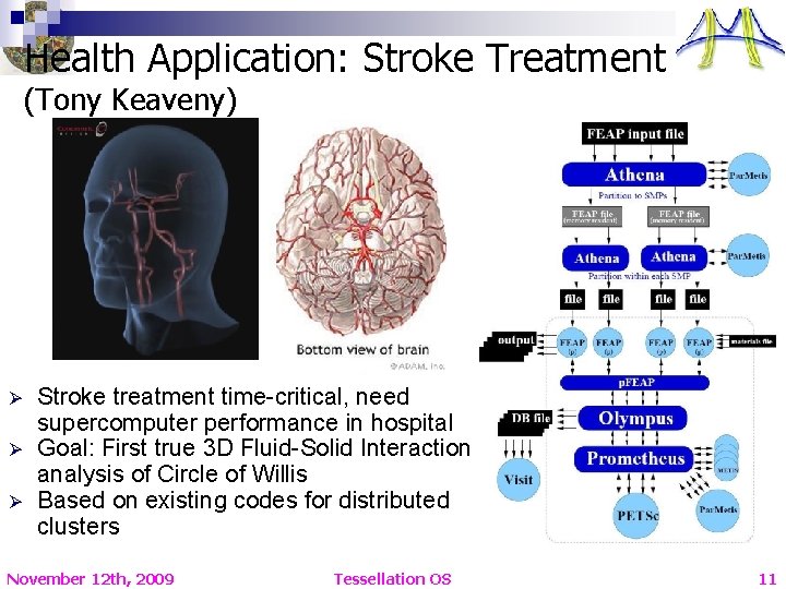 Health Application: Stroke Treatment (Tony Keaveny) Ø Ø Ø Stroke treatment time-critical, need supercomputer