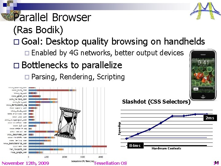 Parallel Browser (Ras Bodik) o Goal: Desktop quality browsing on handhelds ¨ Enabled by