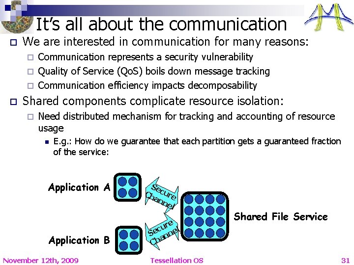 It’s all about the communication o We are interested in communication for many reasons: