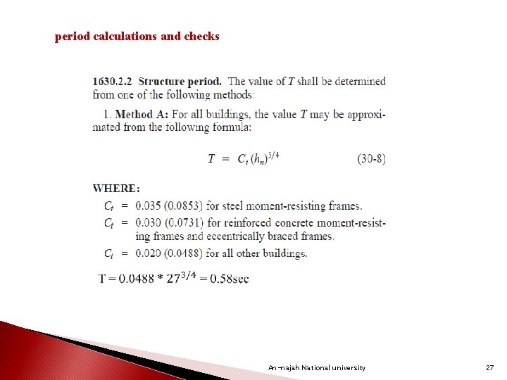  period calculations and checks An-najah National university 27 