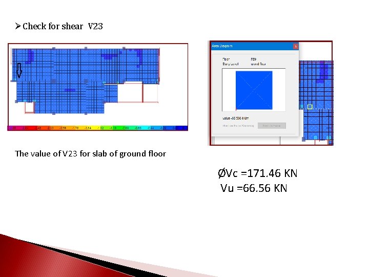 ØCheck for shear V 23 The value of V 23 for slab of ground