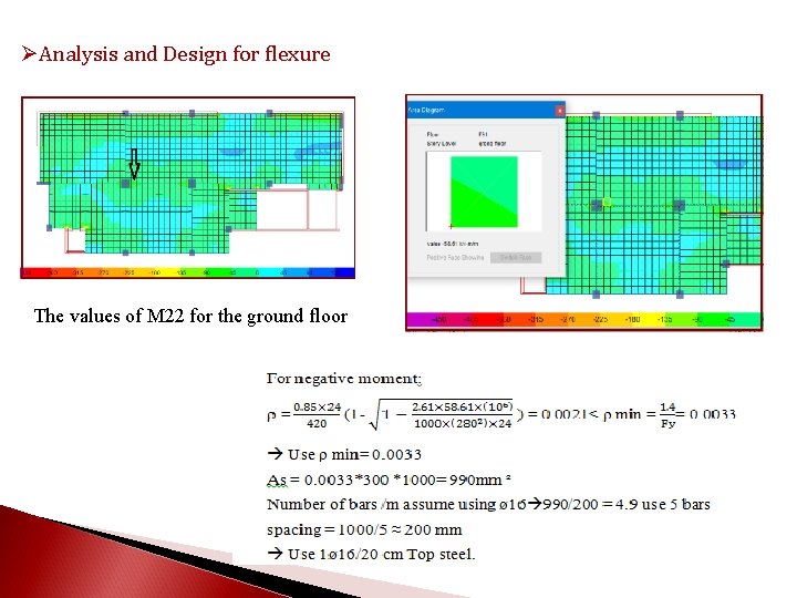 ØAnalysis and Design for flexure The values of M 22 for the ground floor
