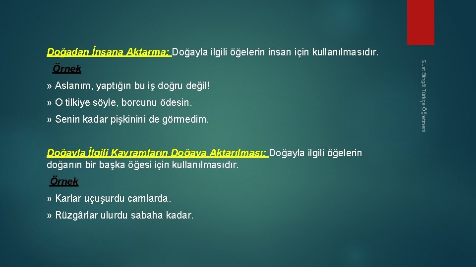 Doğadan İnsana Aktarma: Doğayla ilgili öğelerin insan için kullanılmasıdır. » Aslanım, yaptığın bu iş