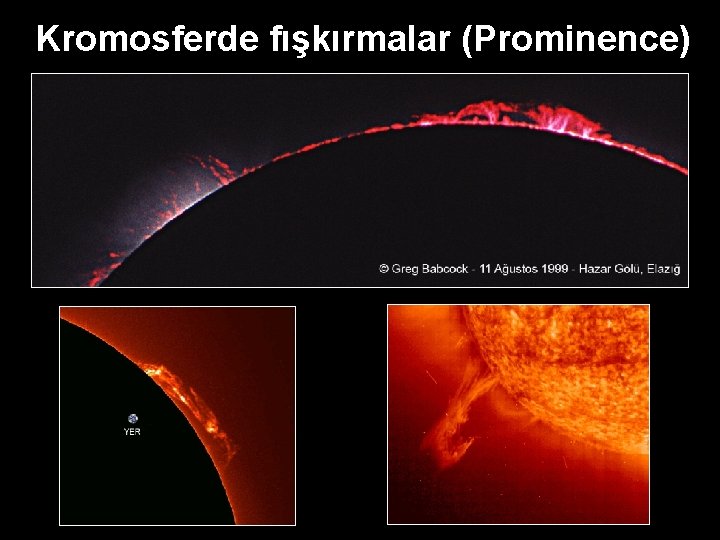 Kromosferde fışkırmalar (Prominence) 