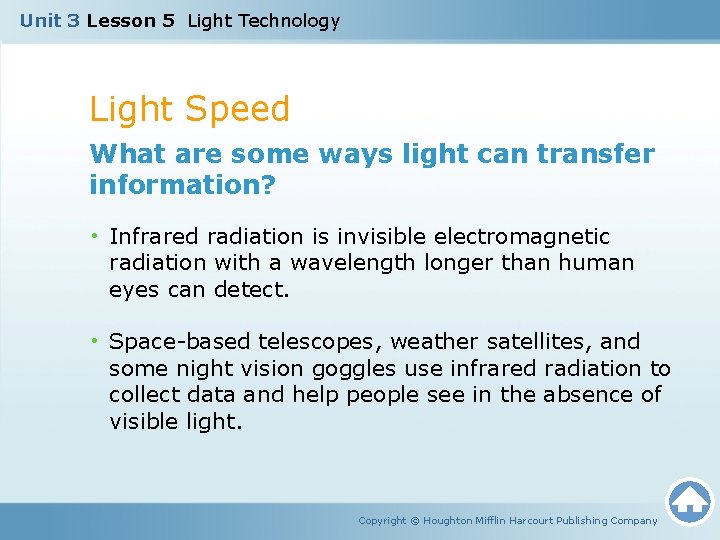 Unit 3 Lesson 5 Light Technology Light Speed What are some ways light can Unit 3 Lesson 5 Light Technology Light Speed What are some ways light can