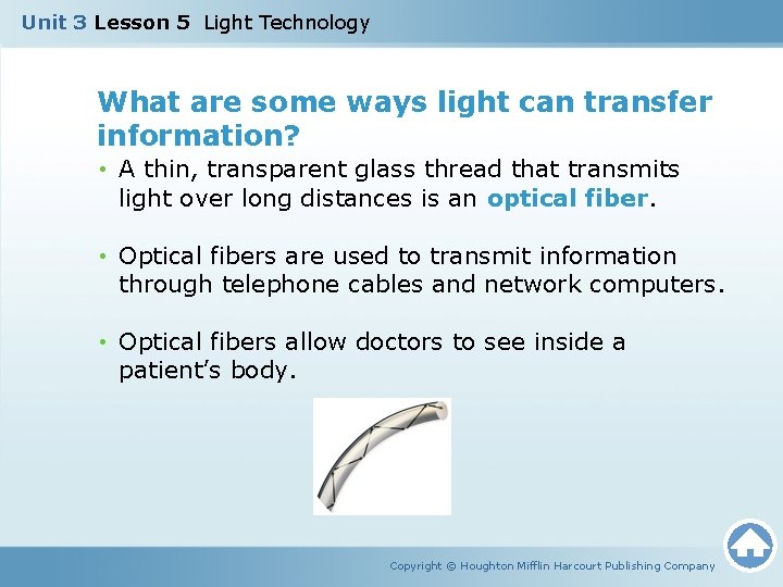 Unit 3 Lesson 5 Light Technology What are some ways light can transfer information? Unit 3 Lesson 5 Light Technology What are some ways light can transfer information?