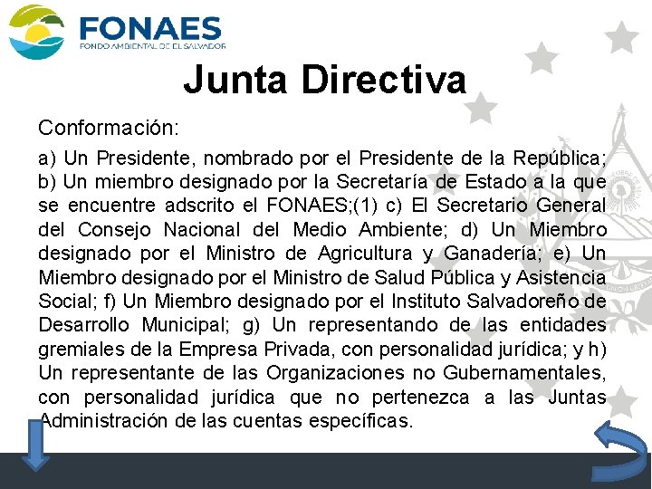 Junta Directiva Conformación: a) Un Presidente, nombrado por el Presidente de la República; b)