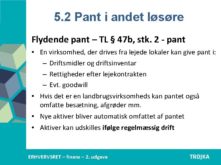 5. 2 Pant i andet løsøre Flydende pant – TL § 47 b, stk. 5. 2 Pant i andet løsøre Flydende pant – TL § 47 b, stk.
