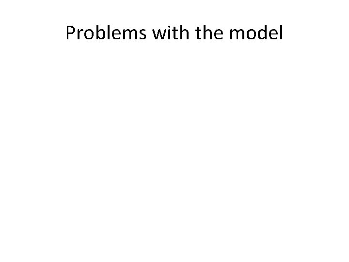 Problems with the model 