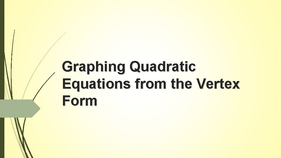 Graphing Quadratic Equations from the Vertex Form 