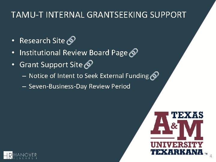 TAMU-T INTERNAL GRANTSEEKING SUPPORT • Research Site • Institutional Review Board Page • Grant