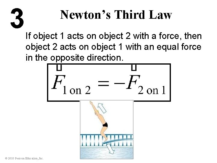 3 Newton’s Third Law If object 1 acts on object 2 with a force,