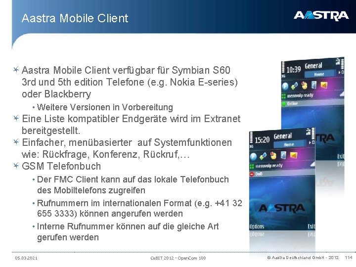 Aastra Mobile Client verfügbar für Symbian S 60 3 rd und 5 th edition