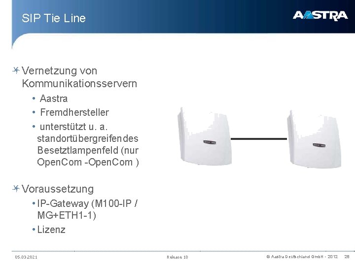 SIP Tie Line Vernetzung von Kommunikationsservern • Aastra • Fremdhersteller • unterstützt u. a.