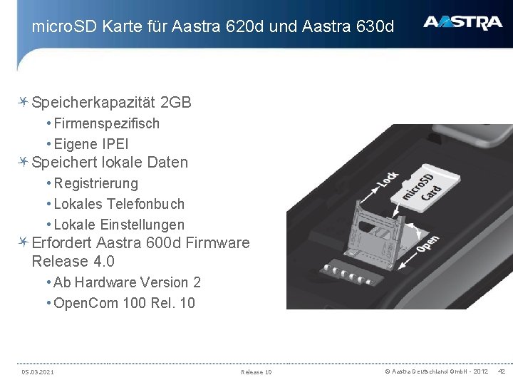 micro. SD Karte für Aastra 620 d und Aastra 630 d Speicherkapazität 2 GB