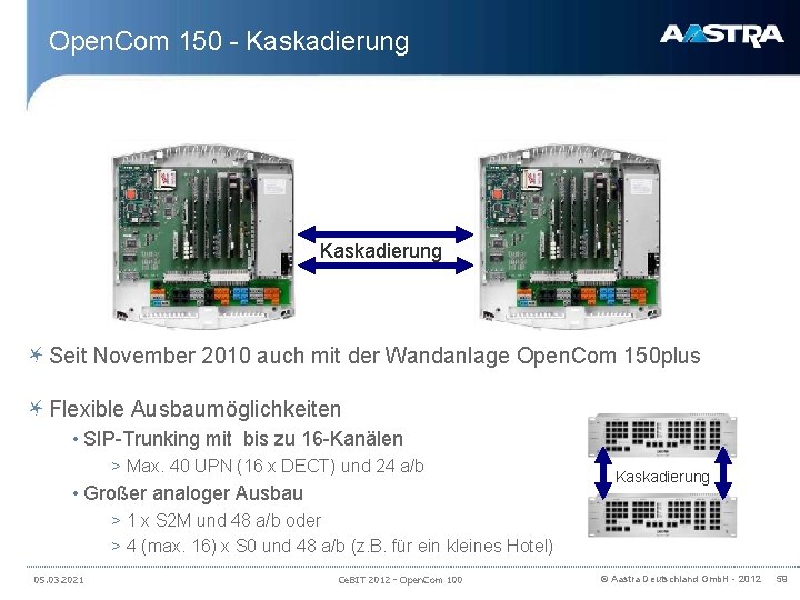 Open. Com 150 - Kaskadierung Seit November 2010 auch mit der Wandanlage Open. Com