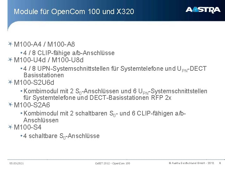 Module für Open. Com 100 und X 320 M 100 -A 4 / M