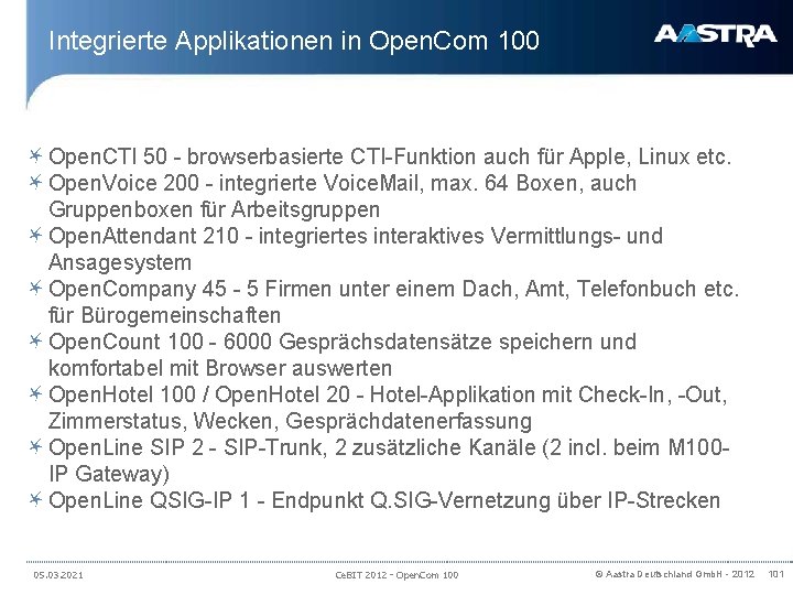 Integrierte Applikationen in Open. Com 100 Open. CTI 50 - browserbasierte CTI-Funktion auch für