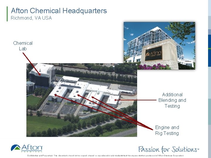 Afton Chemical Headquarters Richmond, VA USA Chemical Lab Additional Blending and Testing Engine and