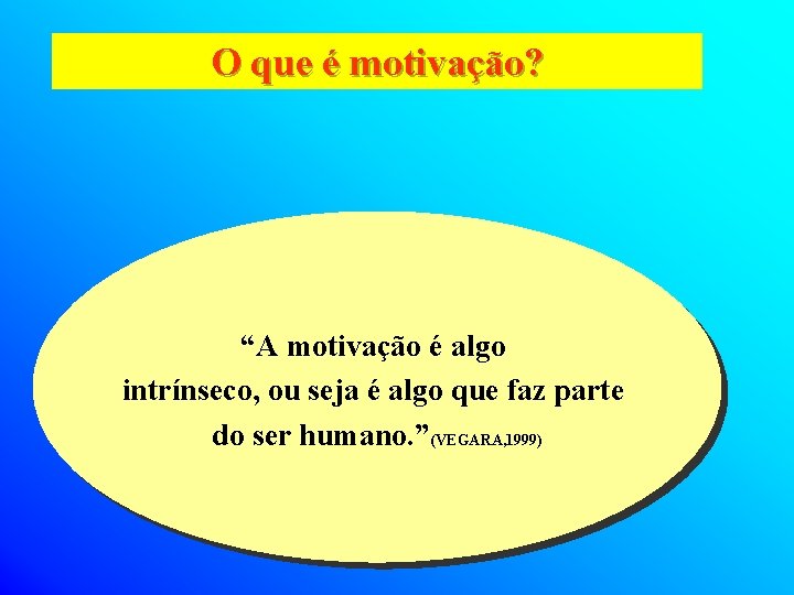 O que é motivação? “A motivação é algo intrínseco, ou seja é algo que