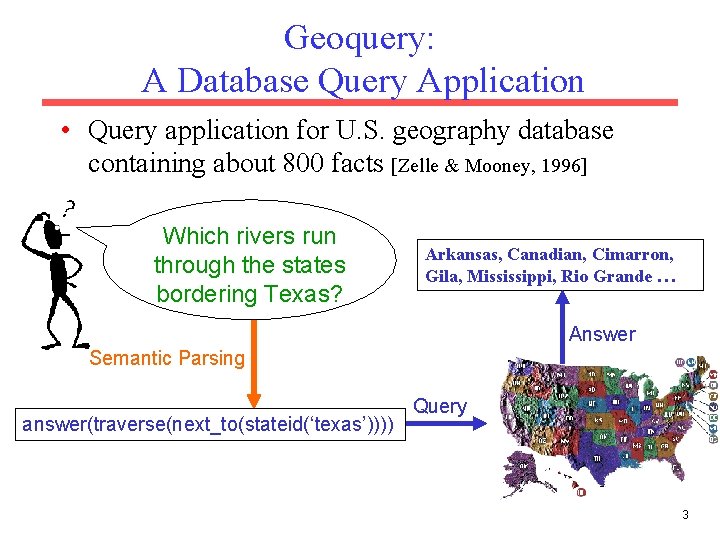 Geoquery: A Database Query Application • Query application for U. S. geography database containing