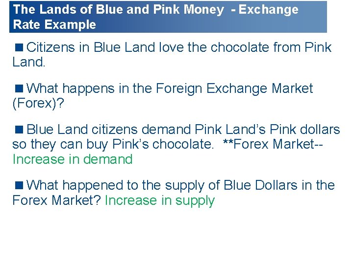 The Lands of Blue and Pink Money - Exchange Rate Example <Citizens in Blue