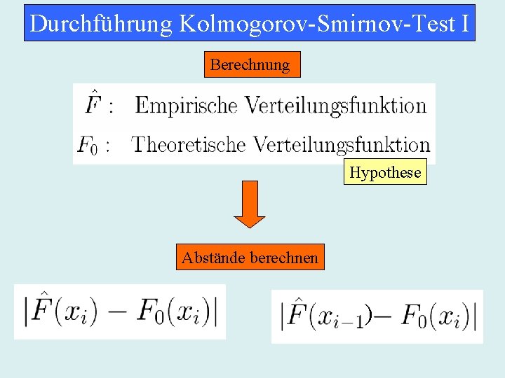 Durchführung Kolmogorov-Smirnov-Test I Berechnung Hypothese Abstände berechnen ) 