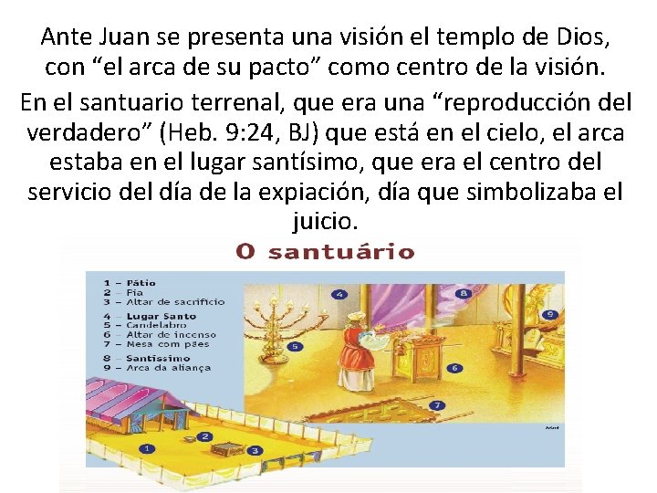 Ante Juan se presenta una visión el templo de Dios, con “el arca de