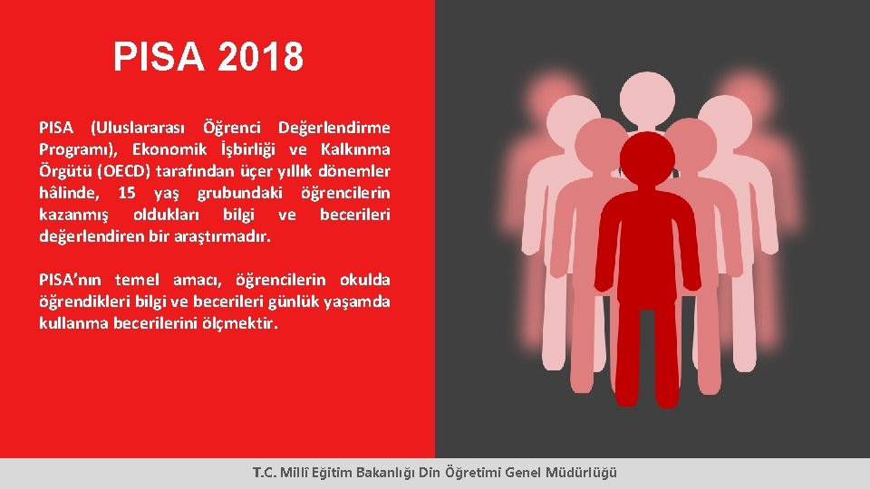 PISA 2018 PISA (Uluslararası Öğrenci Değerlendirme Programı), Ekonomik İşbirliği ve Kalkınma Örgütü (OECD) tarafından