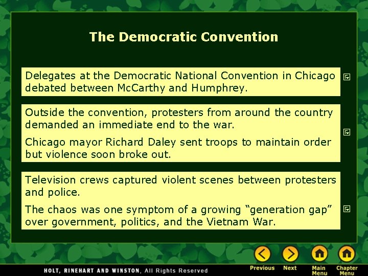 The Democratic Convention Delegates at the Democratic National Convention in Chicago debated between Mc.